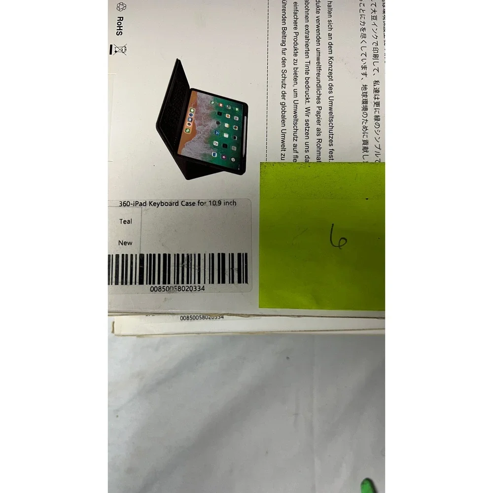 Teal Wireless Keyboard Case for iPad 10.9 inch 360 Rotating‎ Folio Cover New